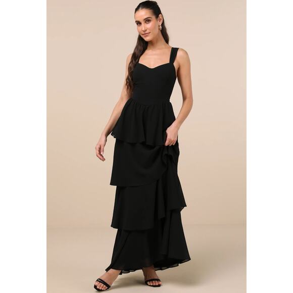 Lulus Dresses & Skirts - Lulus Carlynda Black Tiered Bustier Maxi Dress Medium